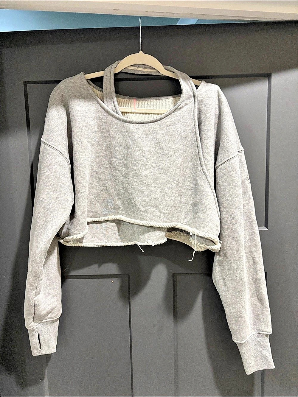 Free People FP Movement Intercept Pullover Gray Cropped Sweatshirt